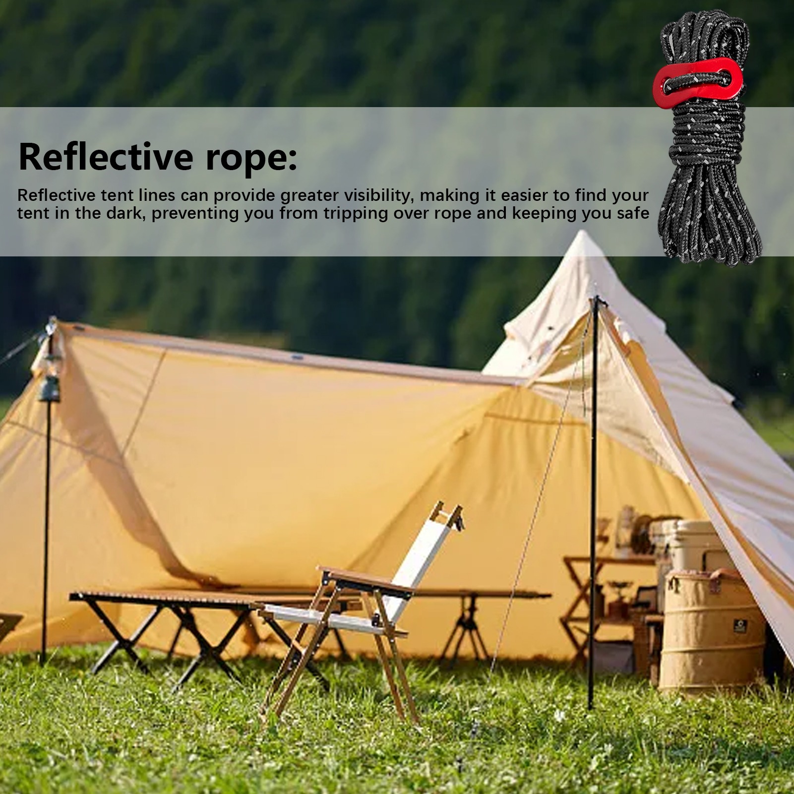 Gambar produk YEAHMAT Tali Paracord Tenda Camping Adventure Windproof 4mmx4M 4 PCS - YG148