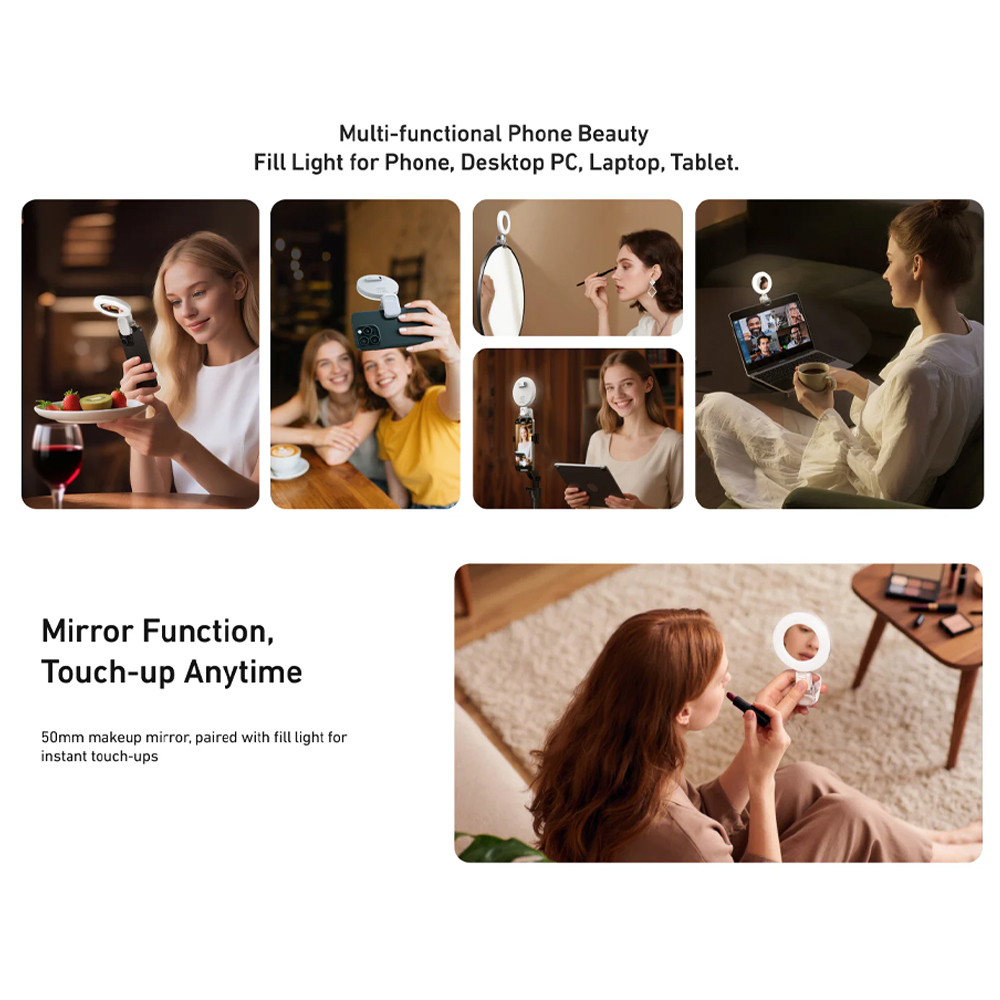 Gambar produk TELESIN Lampu Ring Light LED 3in1 Color Clip Mirror 300mAh 3.6W - P5-BGD-04