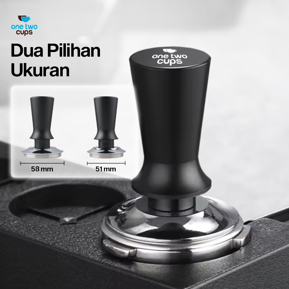 Gambar produk One Two Cups Tamper Kopi Espresso Base Spring Loaded Stainless Steel 58mm - FEN59