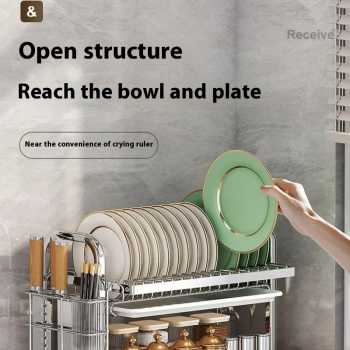 Gambar produk Treuy Rak Piring Dapur 2 Susun Stainless Steel 201 Drying Storage Rack - TR-201