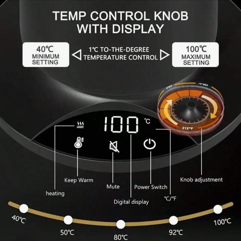 Gambar produk GOKIO Teko Listrik Kopi Pemanas Air Leher Angsa Pour Over 1200W 900ml - GK90PRO