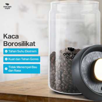 Gambar produk One Two Cups Toples Kaca Penyimpanan Biji Kopi Vacuum Sealed Lid 1.2L - SE41