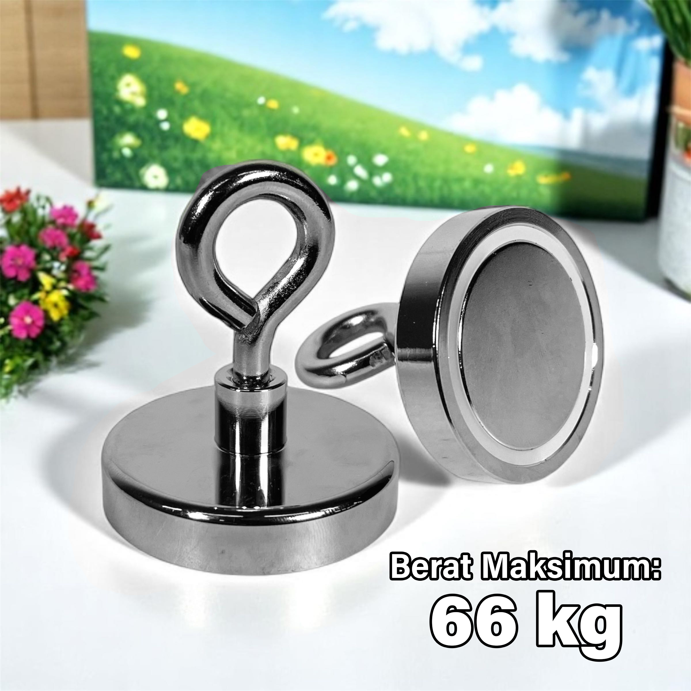 Gambar produk Taffware Magnet Gantungan Sheep Eye Hook Strong Neodymium 66kg - SNF36 SNF42 LNF60