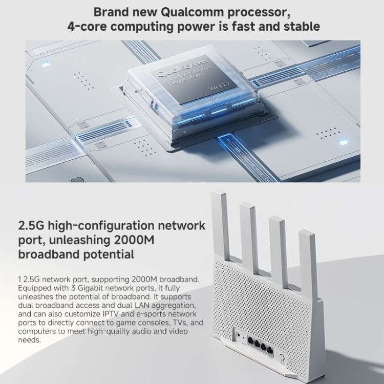 Gambar produk Xiaomi Router WiFi 7 4 Antenna Dual Band Qualcomm 4K QAM OFDMA MLO - BE3600