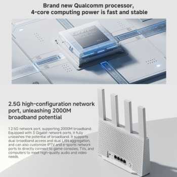 Gambar produk Xiaomi Router WiFi 7 4 Antenna Dual Band Qualcomm 4K QAM OFDMA MLO - BE3600
