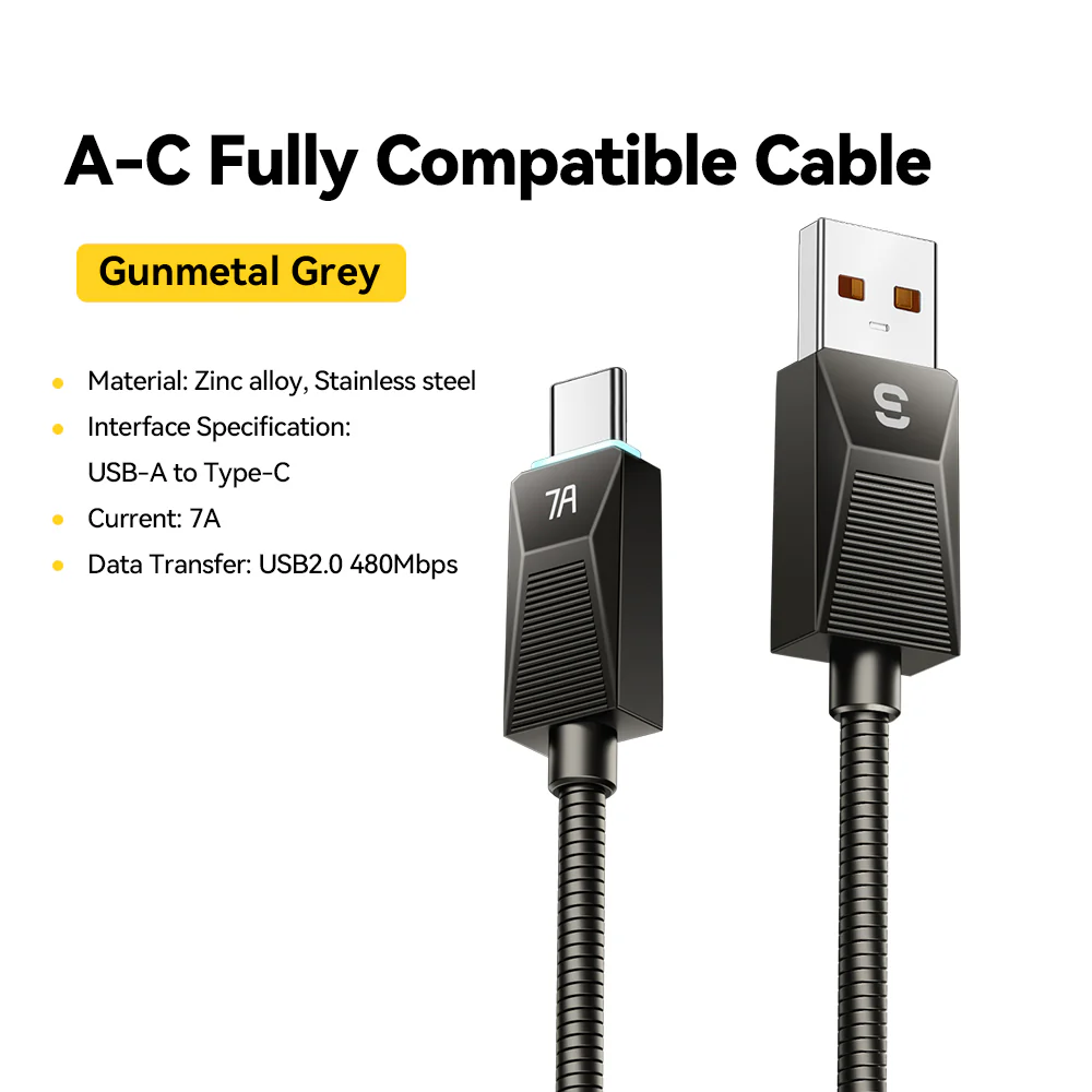 Gambar produk ESSAGER Kabel Data USB Type C Multifungsi Fast Charging 7A 1M - ES-X75