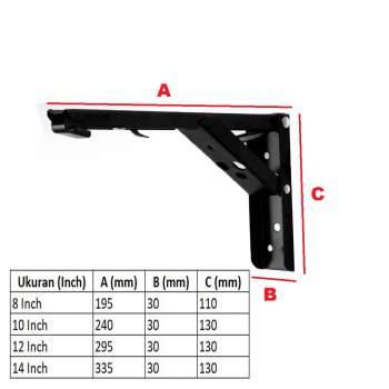 Gambar produk XIDA Bracket Siku Rak Dinding Penyangga Stainless Steel 60kg 2 PCS 14 Inch - NED-6112
