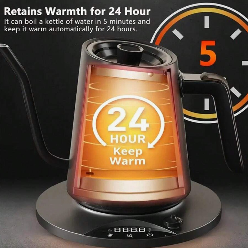 Gambar produk GOKIO Teko Listrik Kopi Pemanas Air Leher Angsa Pour Over 1200W 900ml - GK90PRO