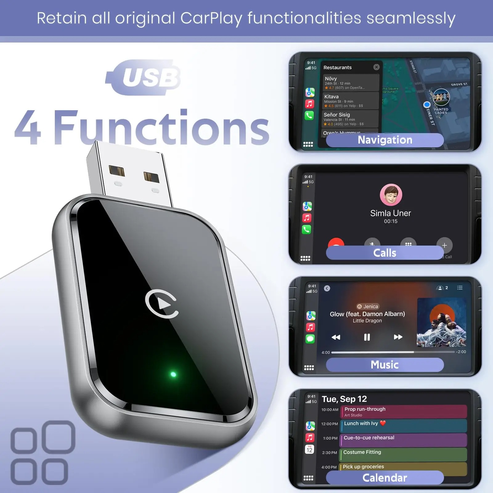 Gambar produk TiKUTKU Wireless Apple CarPlay Adapter USB Dongle Bluetooth 5.3 - OT101