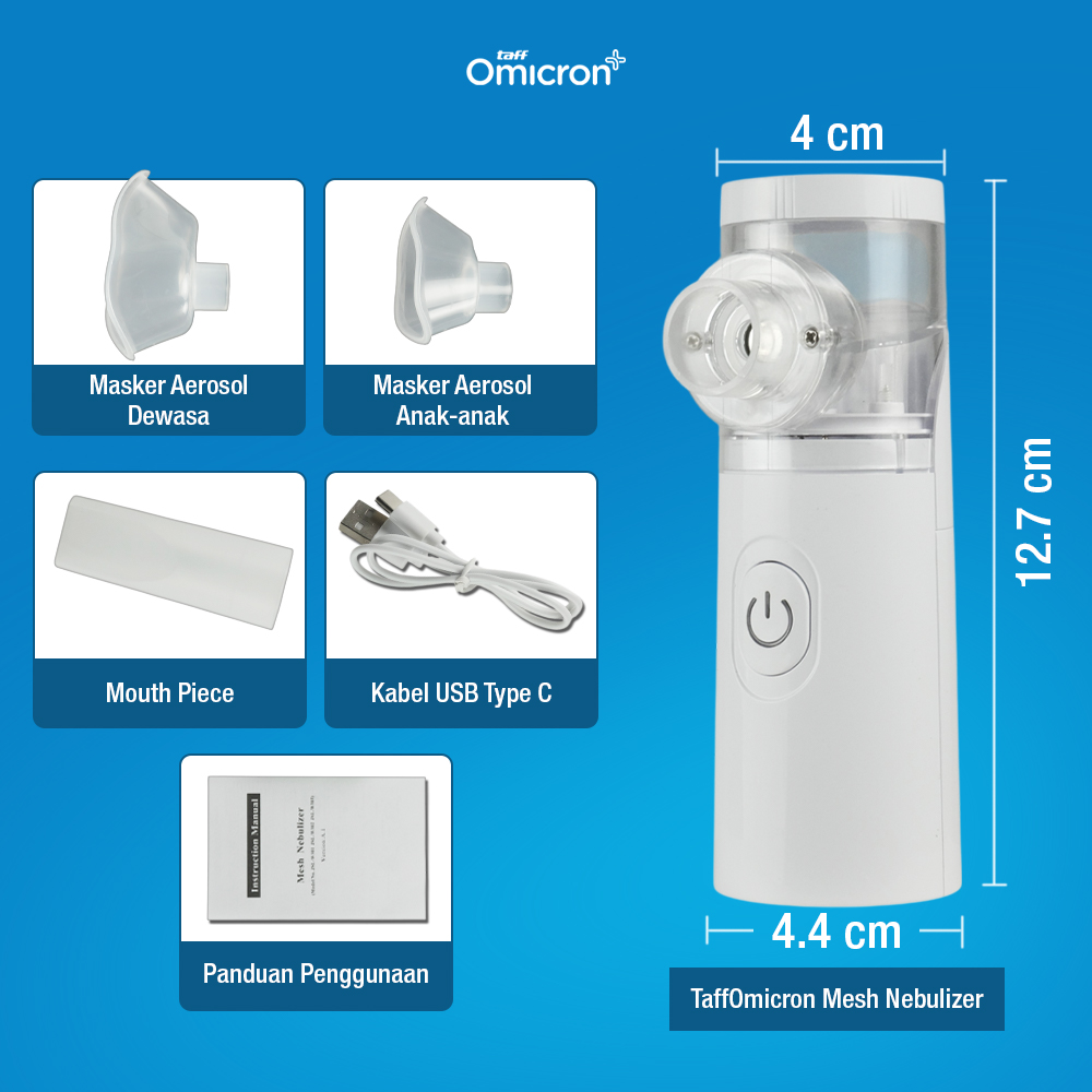 Gambar produk TaffOmicron Alat Terapi Pernapasan Mesh Nebulizer Portable Inhaler Versi Baterai - JSL-W303