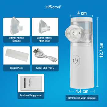 Gambar produk TaffOmicron Alat Terapi Pernapasan Mesh Nebulizer Portable Inhaler Versi Baterai - JSL-W303