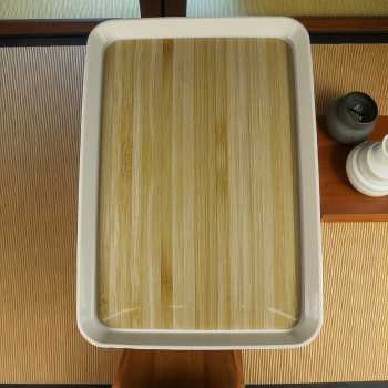 Gambar produk BANDEJA Tea Tray Japanese Wood Style Nampan Plastik Tatakan Gelas Teh L 36.8x25.8x2.8cm - BD027