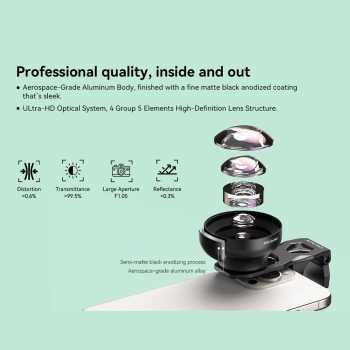 Gambar produk APEXEL Lensa Kamera HP 2in1 Macro Lens 50-110mm with Light - APL-HB100UFL
