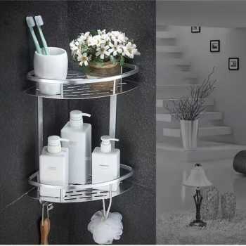 Gambar produk LemonBest Rak Sudut Kamar Mandi Aluminium Corner Shelf Rack 2 Layers - G48