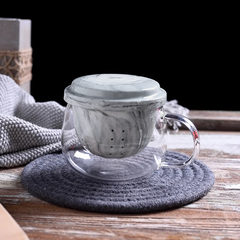 Gambar produk TOCACH Cangkir Teh Saringan Kaca Keramik Tahan Panas Infuser Mug 400ml - 302TCF