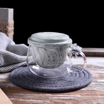 TOCACH Cangkir Teh Saringan Kaca Keramik Tahan Panas Infuser Mug 400ml - 302TCF