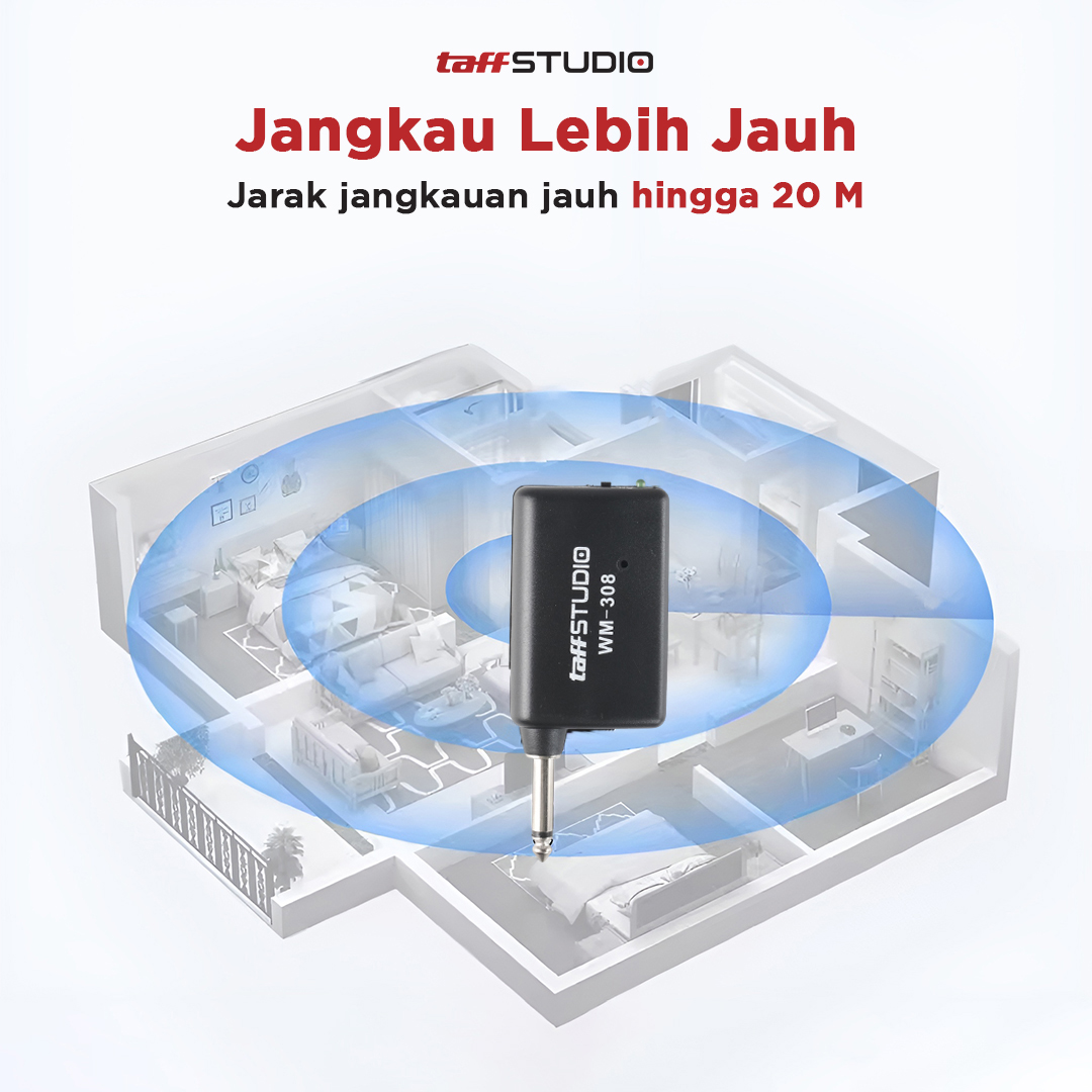 Gambar produk TaffSTUDIO Mikrofon Karaoke Profesional 2 in 1 Wireless Wired 2.4Ghz - WM-308