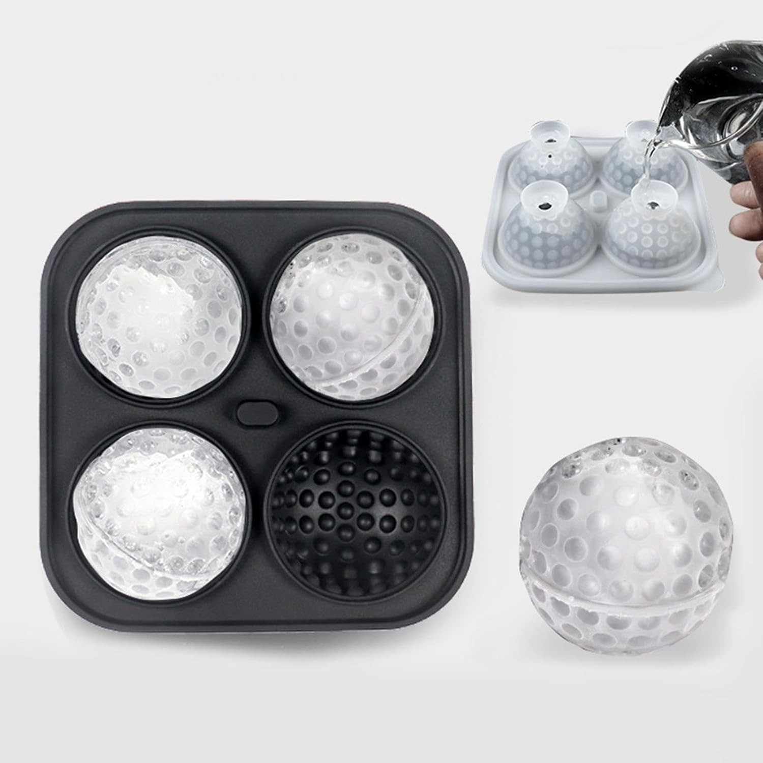 Gambar produk FOSOE Cetakan Es Batu Silikon Bola Golf 4 Grid Ice Cube Mold - FS4