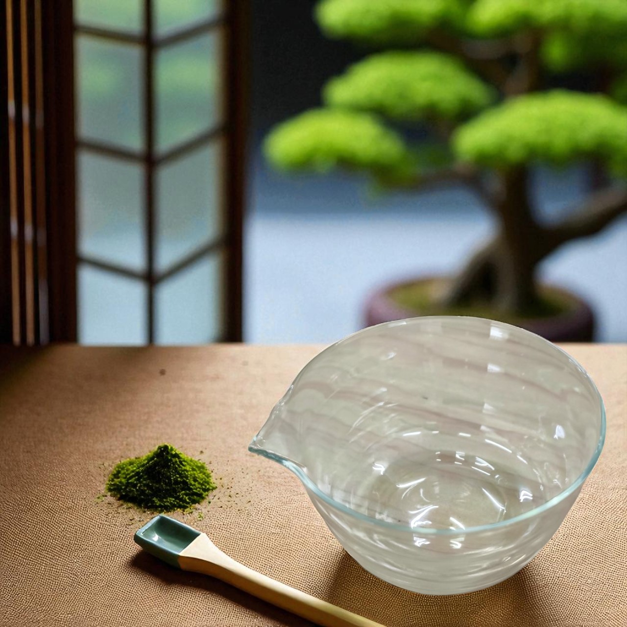 Gambar produk OYCHA Mangkuk Teh Chawan Kaca Transparent Japanese Matcha Bowl Far Mountain - OY-12