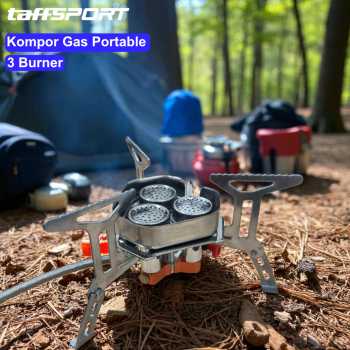 Gambar produk TaffSPORT Kompor Gas Portable Lipat 3 Burner Ultralight Camping Stove - KV36