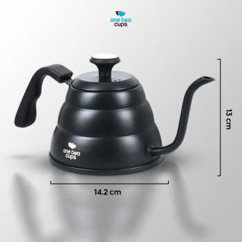 One Two Cups Teko Kopi Leher Angsa Pour Over Drip Kettle Thermometer 955ml - KE4012 Gambar produk One Two Cups Teko Kopi Leher Angsa Pour Over Drip Kettle Thermometer 955ml - KE4012