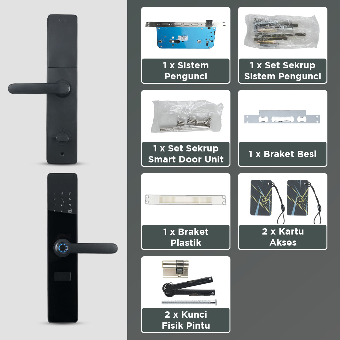 Tropernic Smart Door Lock Fingerprint Password Card RFID Alarm - A8F Gambar produk Tropernic Smart Door Lock Fingerprint Password Card RFID Alarm - A8F