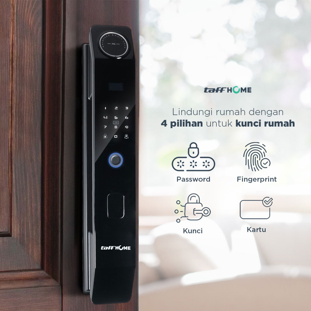 TaffHOME Smart Door Lock Fingerprint Password Card Cryptography Alarm - B35 Gambar produk TaffHOME Smart Door Lock Fingerprint Password Card Cryptography Alarm - B35