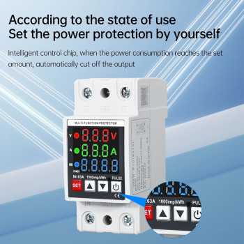 Gambar produk Gaqqee MCB Digital Din Rail Over Voltage Current Protector 63A 230V - A37T