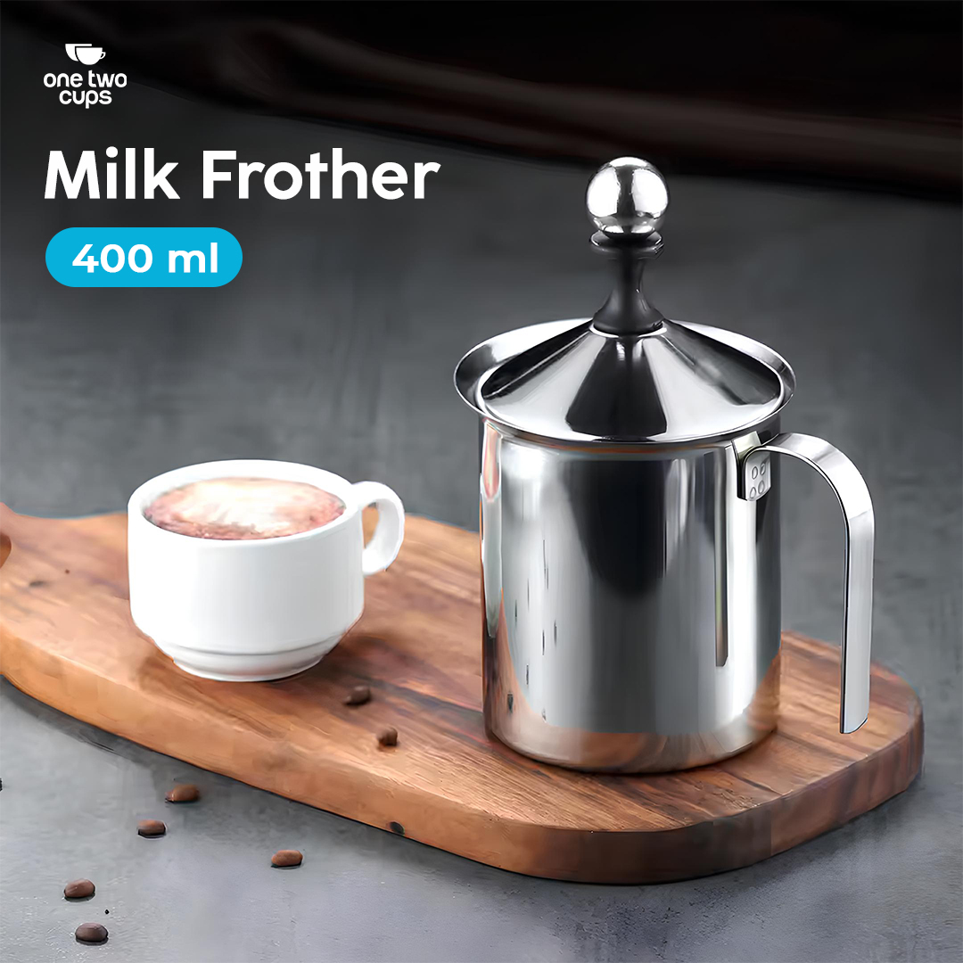 One Two Cups Gelas Kopi Milk Frother Stainless Steel 400ml - WZ0011 Gambar produk One Two Cups Gelas Kopi Milk Frother Stainless Steel 400ml - WZ0011