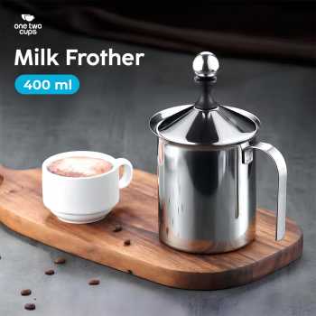 Gambar produk One Two Cups Gelas Kopi Milk Frother Stainless Steel 400ml - WZ0011