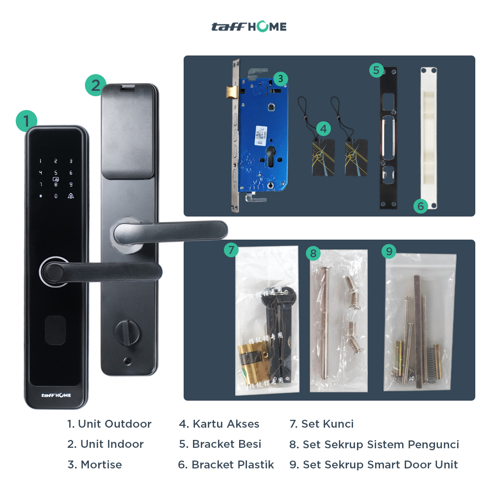 TaffHOME Smart Door Lock Password Bluetooth Card TTLock - S203 Gambar produk TaffHOME Smart Door Lock Password Bluetooth Card TTLock - S203