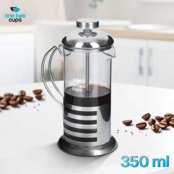 One Two Cups French Press Coffee Maker Pot Plunger Borosilicate 350ml - KG72I