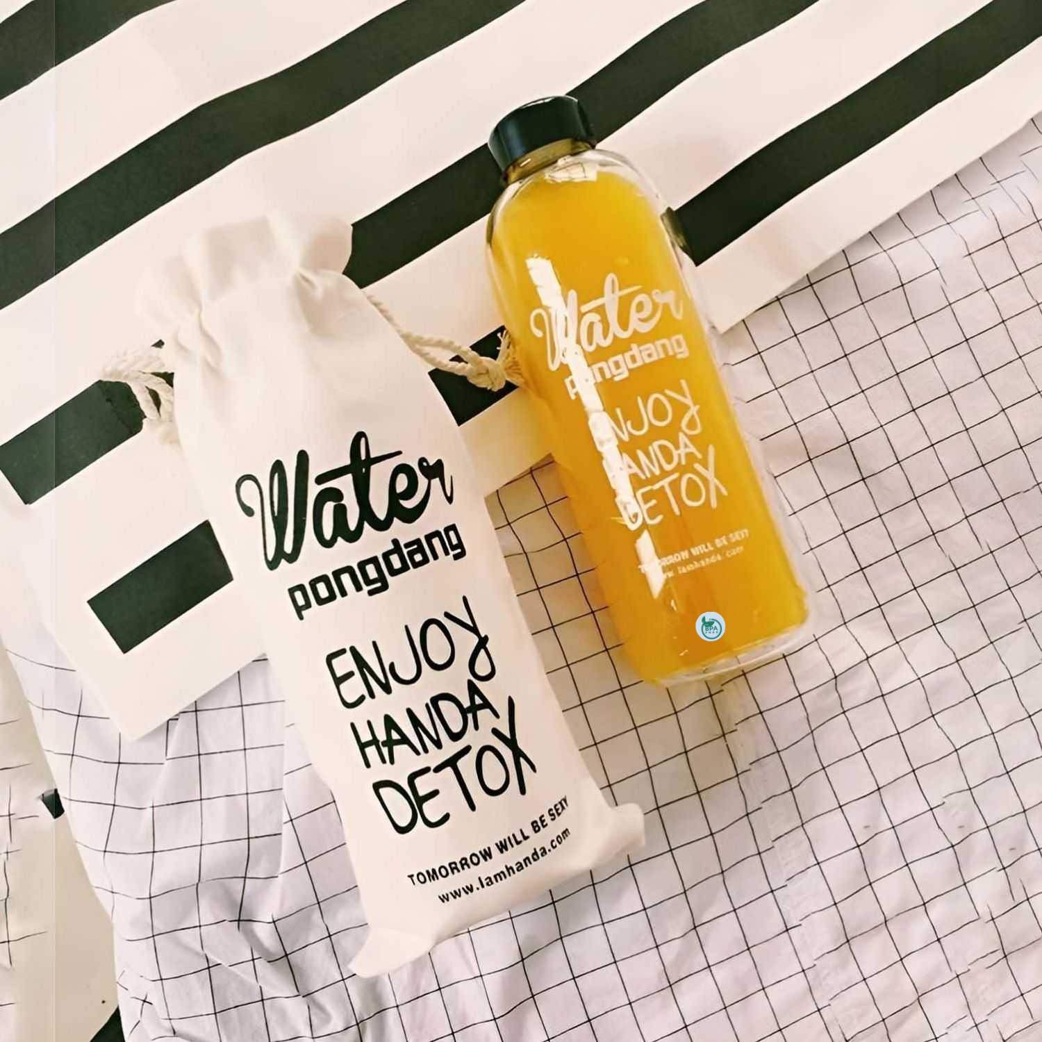 Gambar produk LAMHANDA Botol Minum Plastik Detox Infused Water Bottle BPA Free 1L - QWF236
