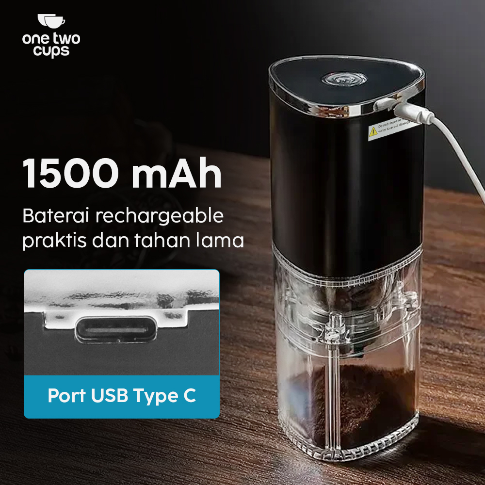 Gambar produk One Two Cups Penggiling Kopi Elektrik Coffee Grinder Adjustable 155ml - ZT-003
