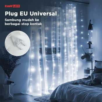 Gambar produk TaffLED Lampu Hias Gorden String Lights 3x3M 300 LED Cool White 18W - 300L