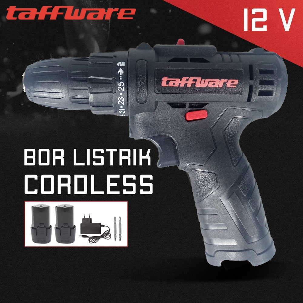 Gambar produk Taffware Bor Listrik Cordless Lithium Battery Rechargeable 12V - 88F