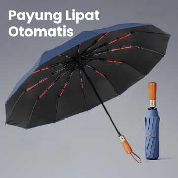 Gambar produk FRRUIWEN Payung Lipat Buka Tutup Otomatis Wood Handle 12 Bone 103cm - F-12