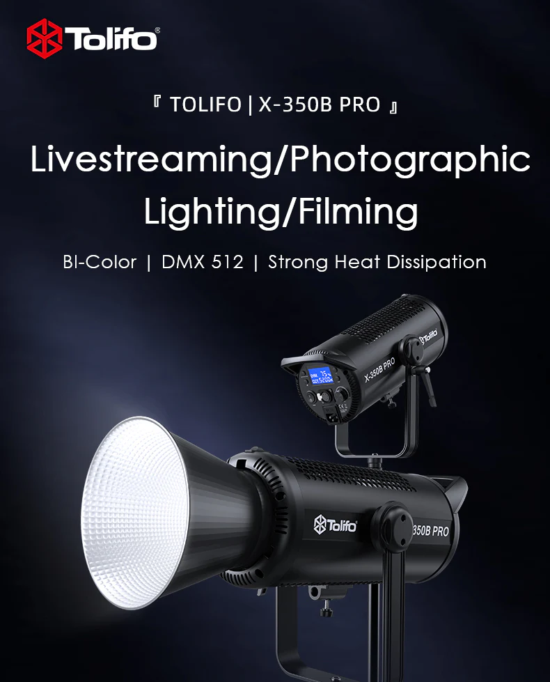 Gambar produk Tolifo Lampu Video LED Bi-Color COB Video Light 350W 6500K - X-350B PRO