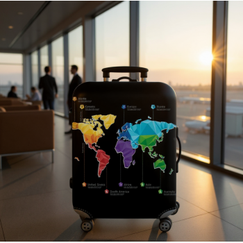Gambar produk TravGuard Sarung Koper Elastis Polyester Spandex Suitcase Cover M Intercontinental Map - H-22