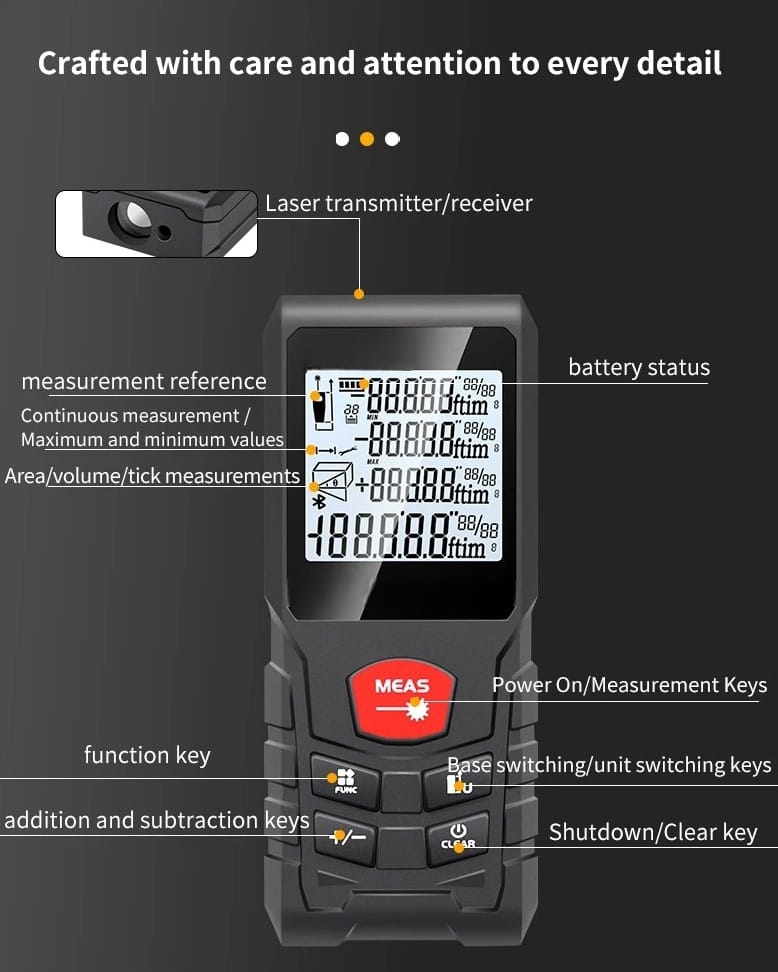 Gambar produk SNAKOL Pengukur Jarak Laser Range Finder Portable Waterproof 120M SK-120 - SK
