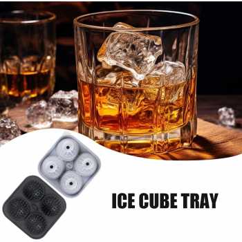 Gambar produk FOSOE Cetakan Es Batu Silikon Bola Golf 4 Grid Ice Cube Mold - FS4