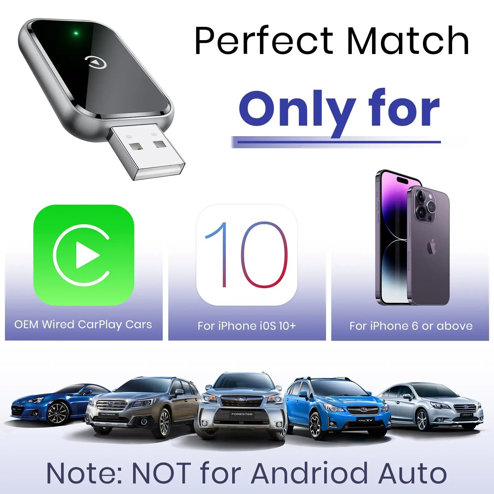 Gambar produk TiKUTKU Wireless Apple CarPlay Adapter USB Dongle Bluetooth 5.3 - OT101