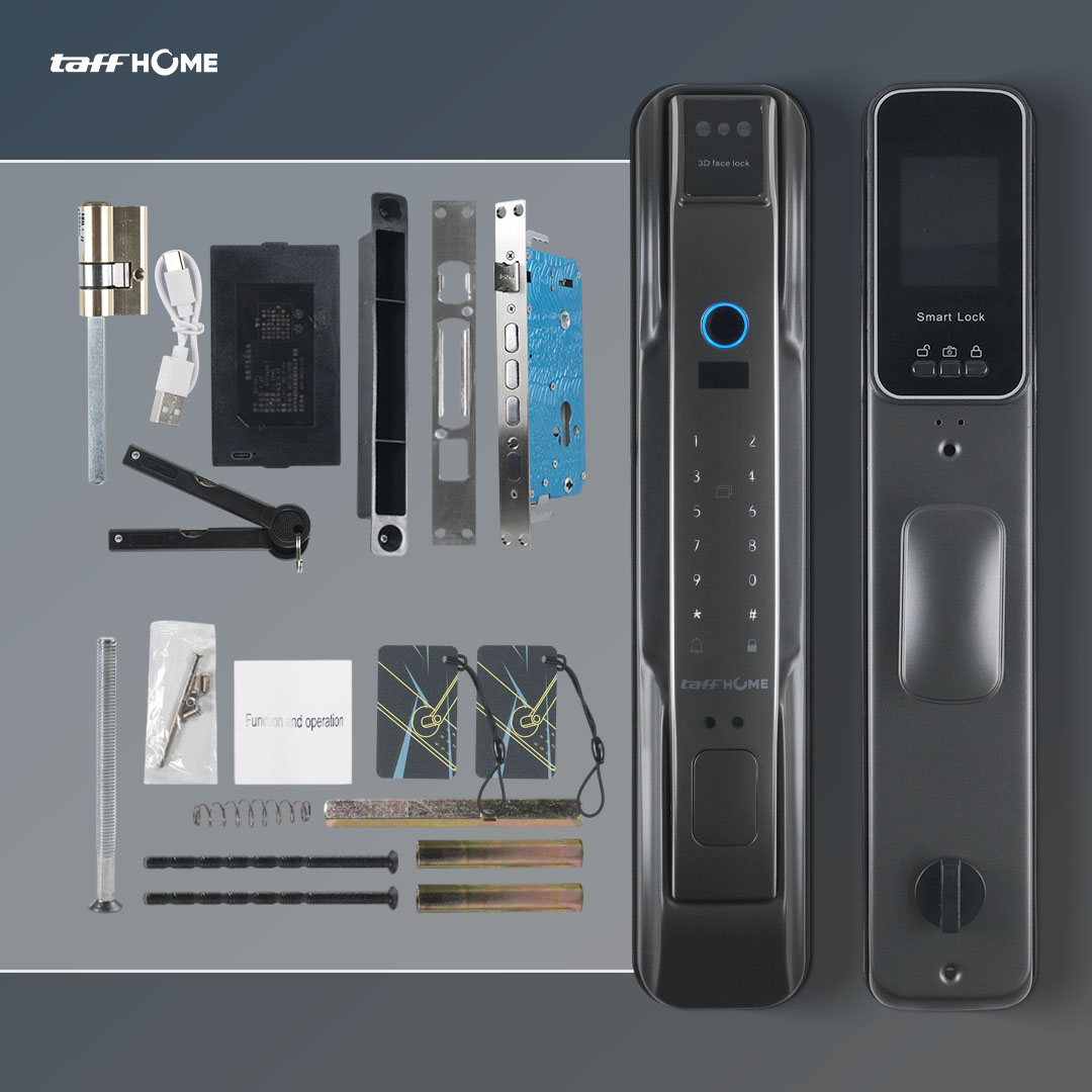 Gambar produk TaffHOME Smart Door Lock Fingerprint 3D Face Recognition Card Eques - A1