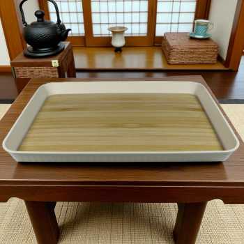 Gambar produk BANDEJA Tea Tray Japanese Wood Style Nampan Plastik Tatakan Gelas Teh L 36.8x25.8x2.8cm - BD027