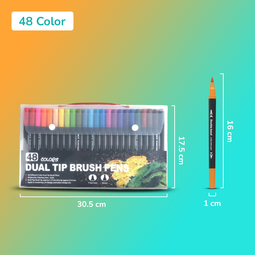 Gambar produk Kolorowy Spidol Double Head Drawing Pen Fine Art Watercolor Set 48 Color - MKB