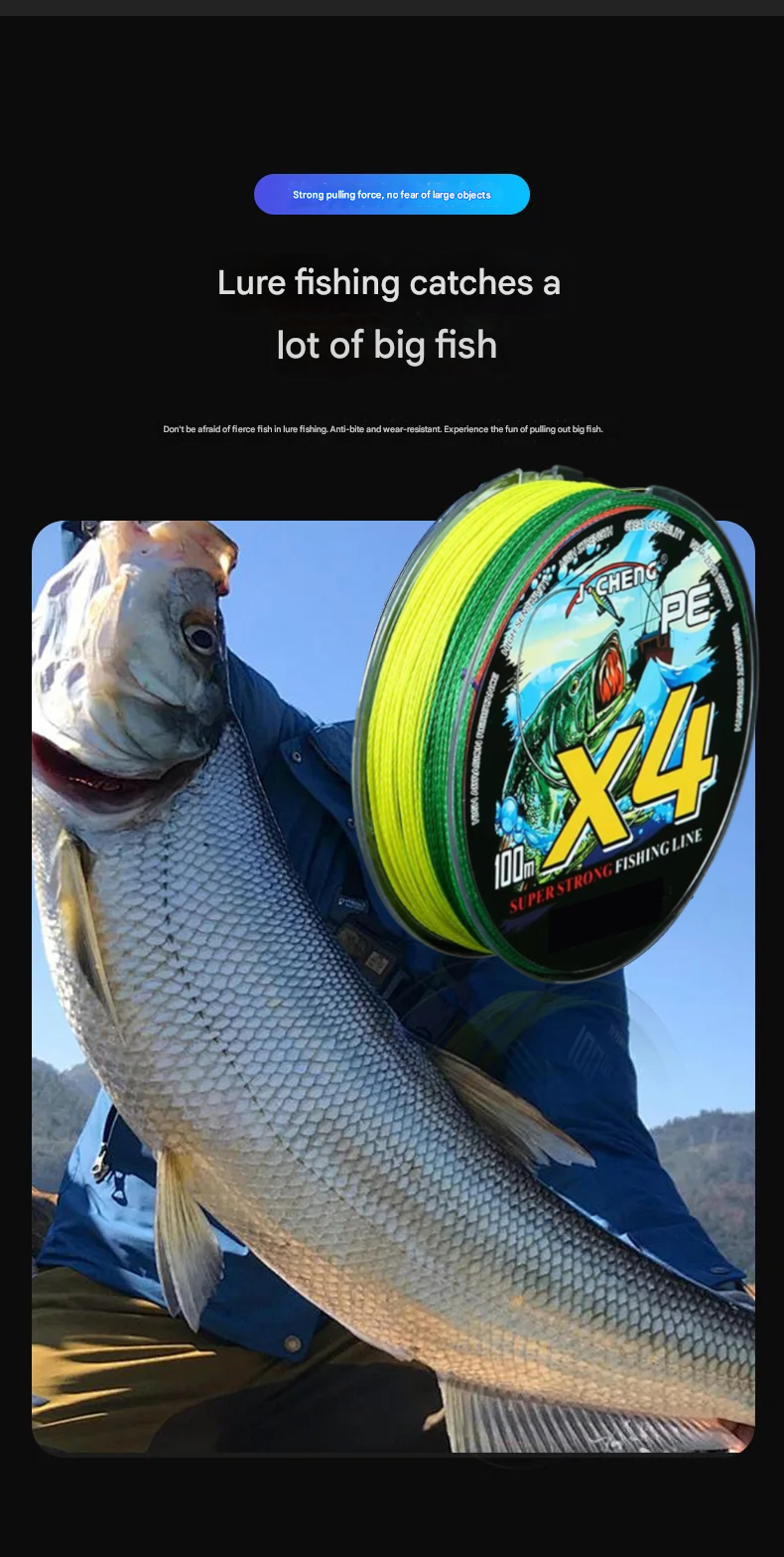 Gambar produk J-Cheng Senar Pancing PE 4 Braided Strand Fishing Line 100M 2.0 - JC543