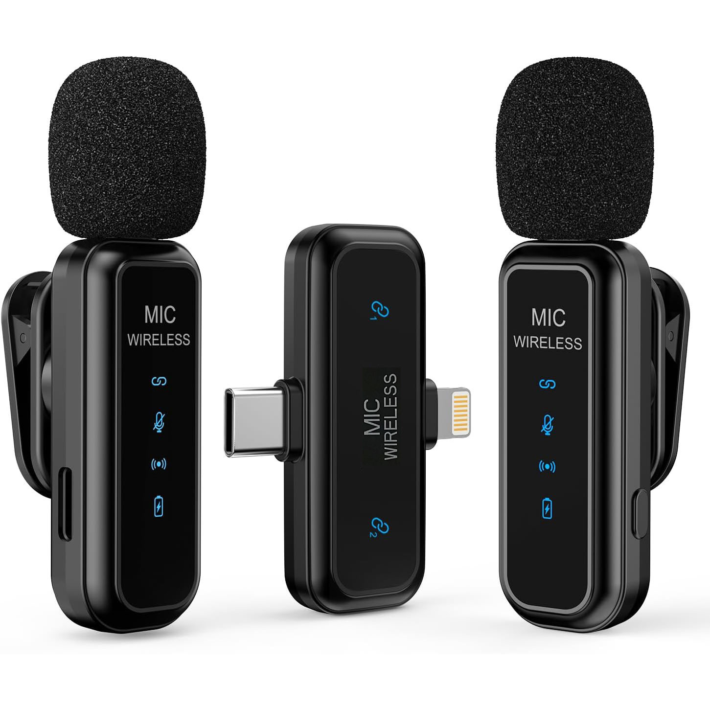Gambar produk SEIKEN Mikrofon Wireless Clip On Microphone Lightning Type C Plug 2 Microphone - N1