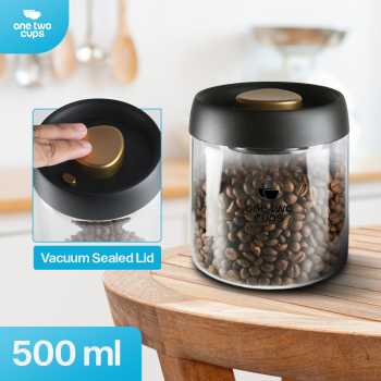 One Two Cups Toples Kaca Penyimpanan Biji Kopi Vacuum Sealed Lid - SE41