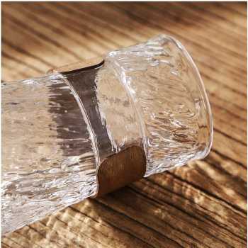 Gambar produk BINCOO Gelas Kopi Borosilikat Heat Resistant with Bamboo Ring 410ml - P-410
