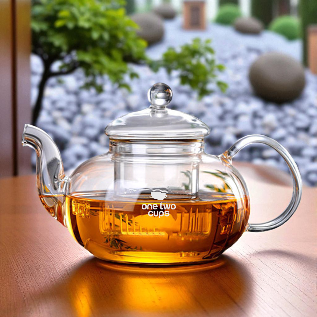 Gambar produk One Two Cups Teko Teh Kaca Saringan Tahan Panas Api Infuser Teapot 1L - 8CV102